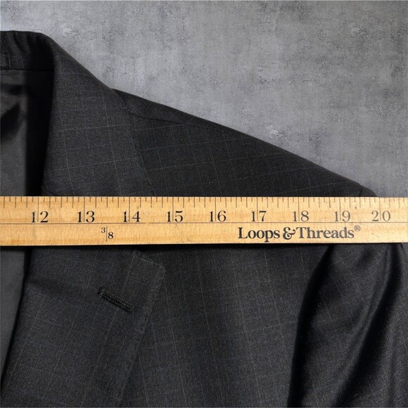 AUSTIN REED Mens Blazer 46L Sport Coat 2-Button Jacket Gray Plaid Wool Suits - Picture 7 of 12